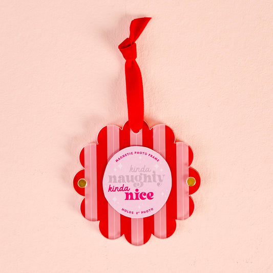 Peppermint Stripes Picture Frame Ornament
