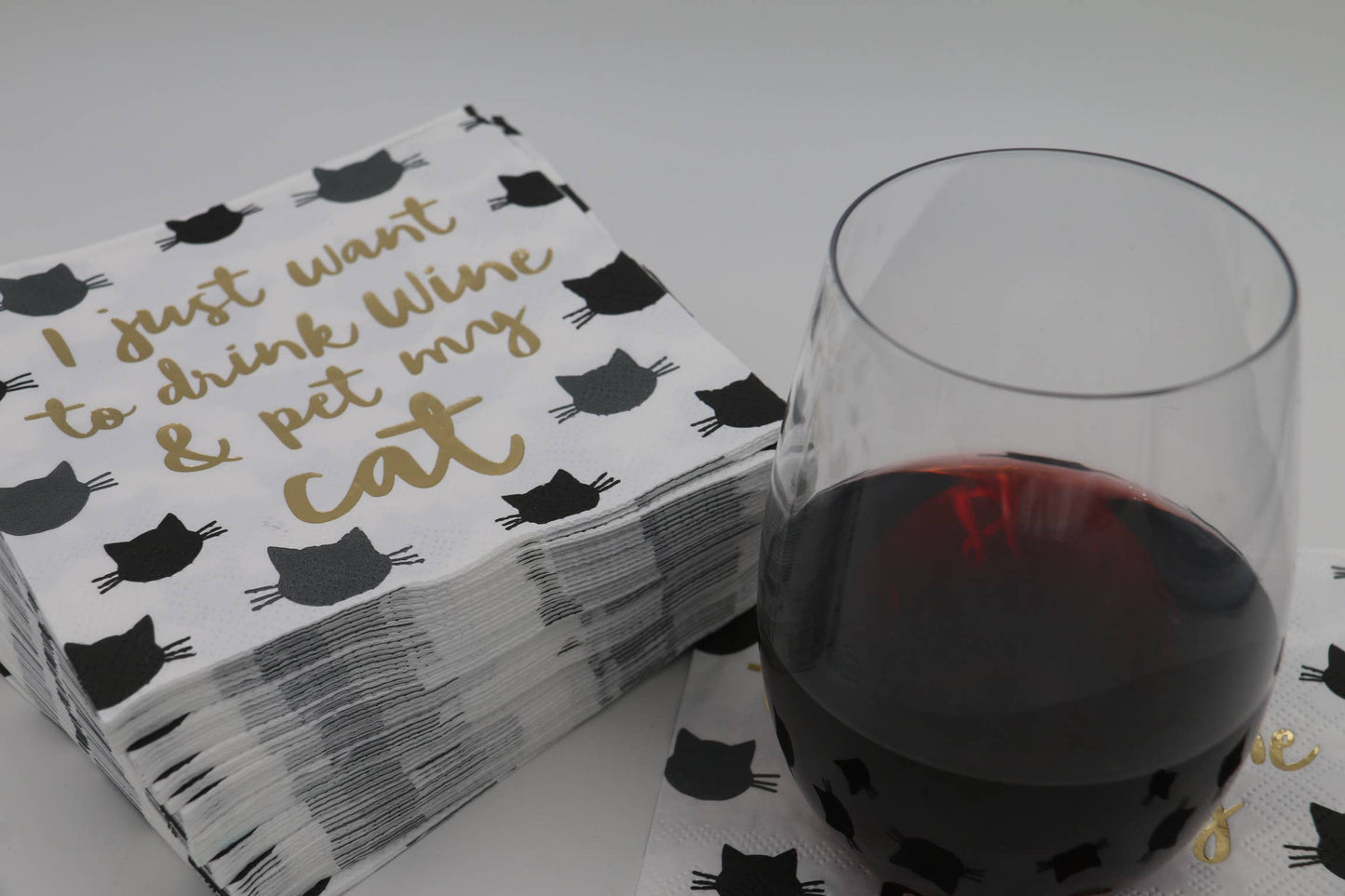 Cocktail Napkins | Drink Wine Pet My Cat