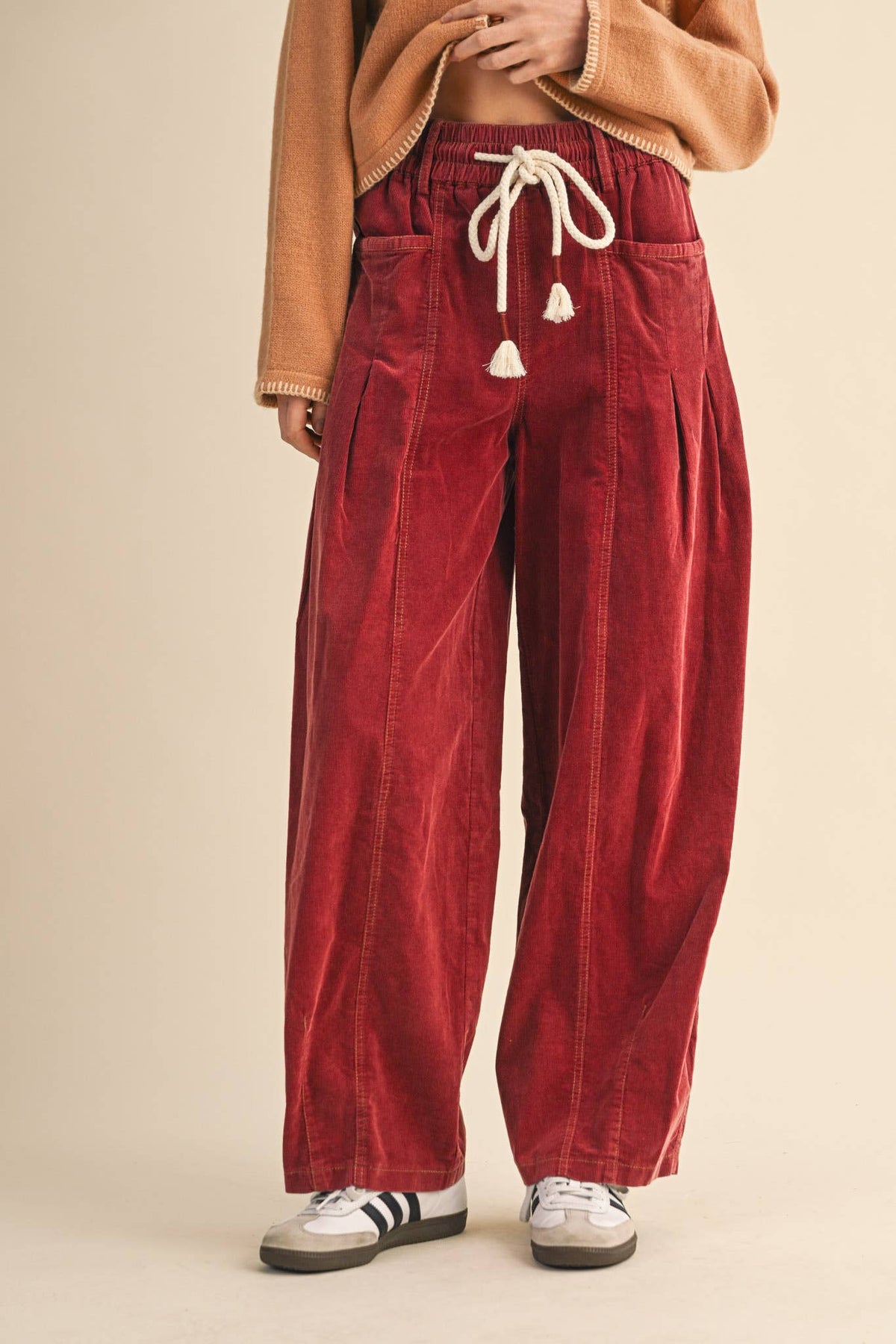 Washed Corduroy Barrel Pants