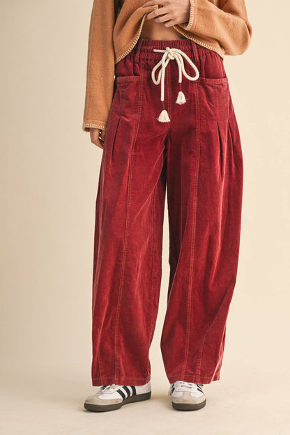 Washed Corduroy Barrel Pants