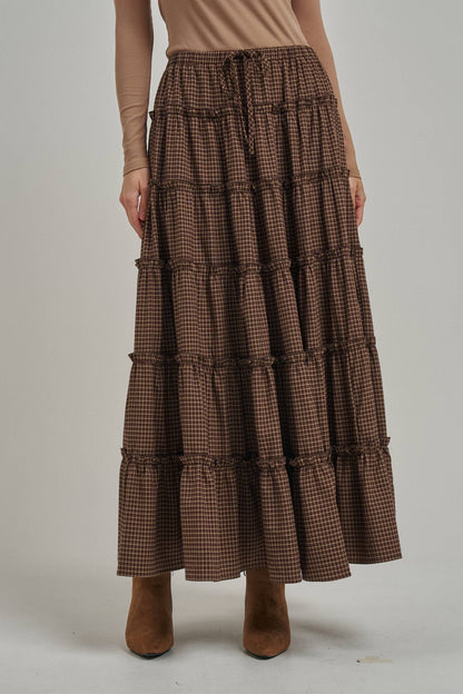 Mini Checkered Tiered Maxi Skirt