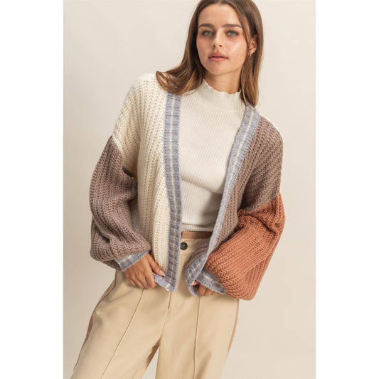 Oversized Jersey Block Cardigan