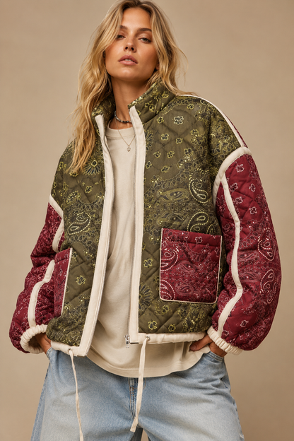 Patchwork Bandana Quilted Jacket