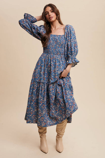 Floral Tiered Midi Dress