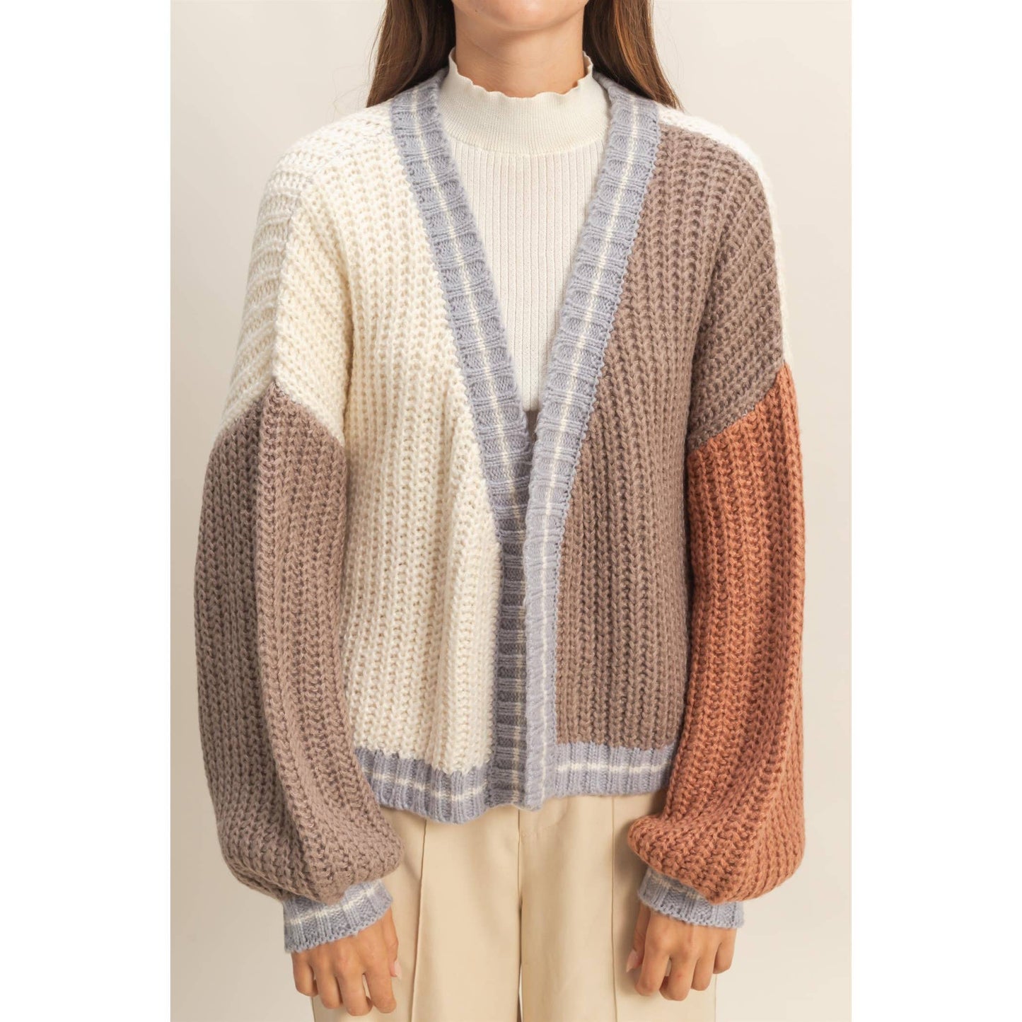 Oversized Jersey Block Cardigan