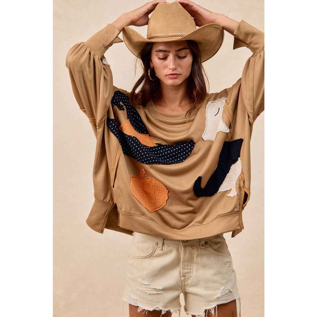 Halloween Theme Patchwork Sweatshirt