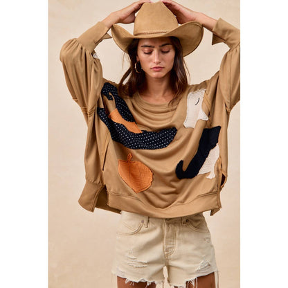 Halloween Theme Patchwork Sweatshirt