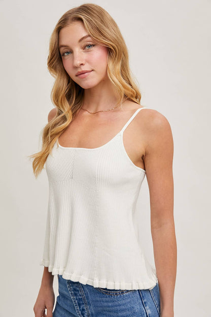 Ruffled Hem Ribbed Cami