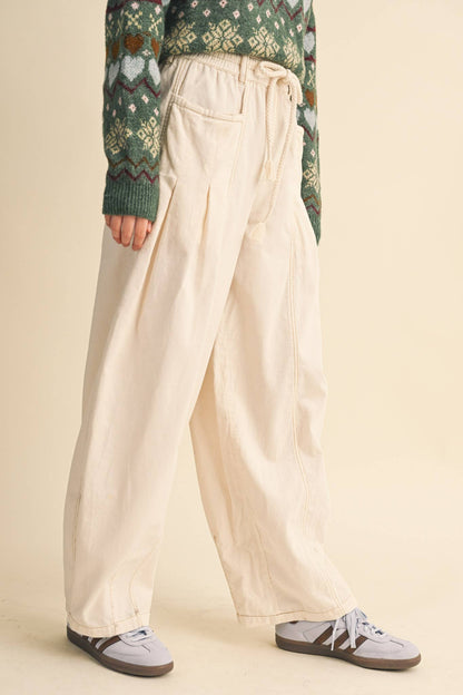 Washed Corduroy Barrel Pants