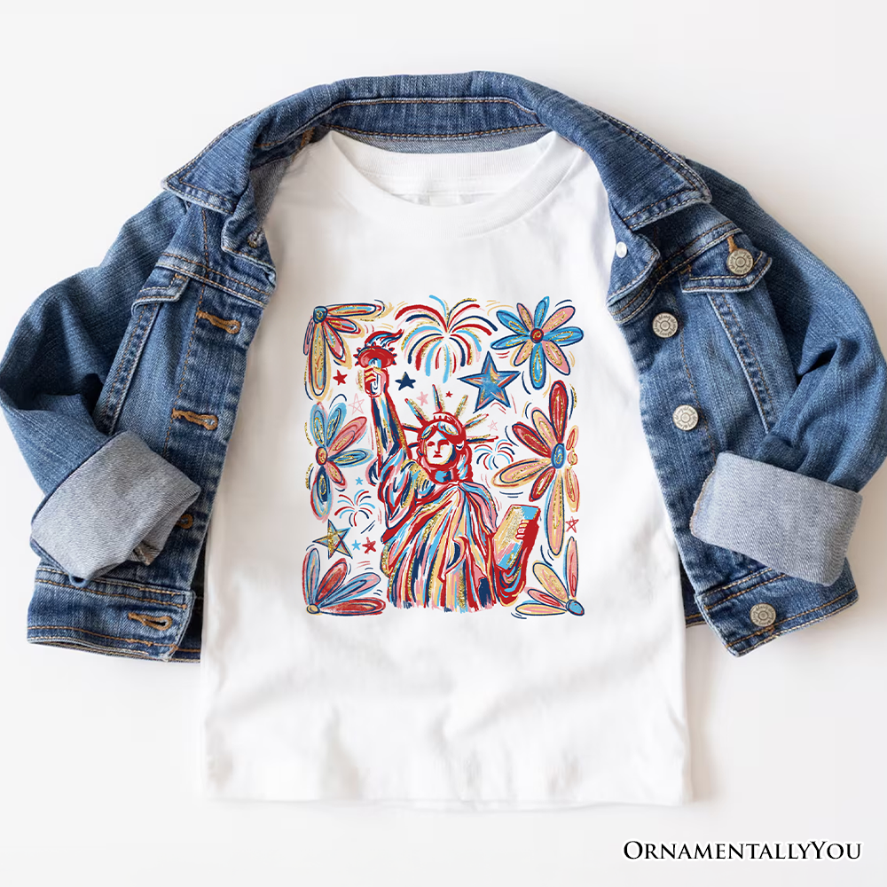 Patriotic Statue of Liberty and Fireworks T-Shirt