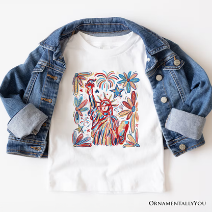 Patriotic Statue of Liberty and Fireworks T-Shirt