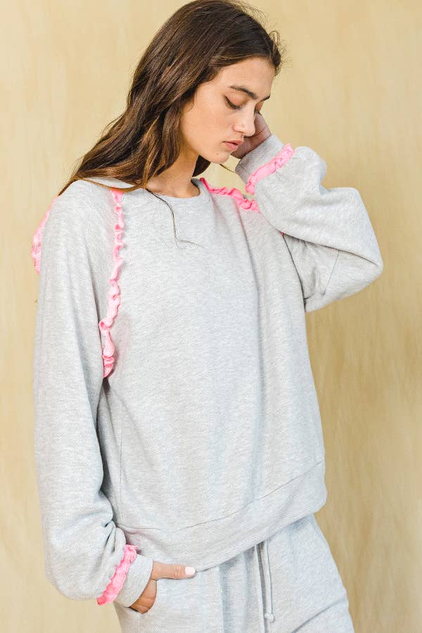 Ruffle Frill Marrow Detail Sweatshirt