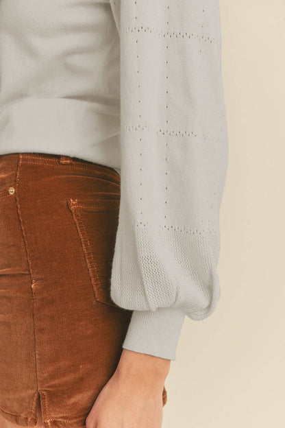 Pointelle Puff Sleeve Sweater