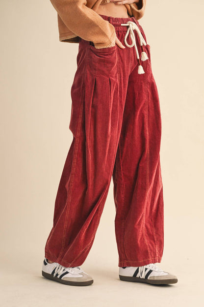 Washed Corduroy Barrel Pants