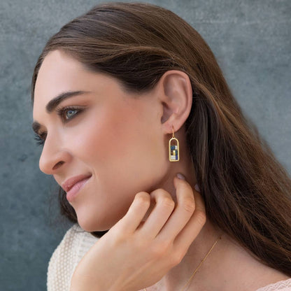 Good Karma Miyuki Frame Earring - Indigo/Gold