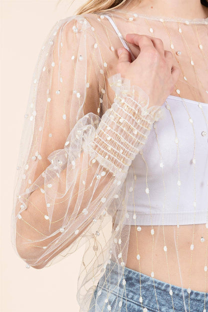 Mesh Glitter Detail Top