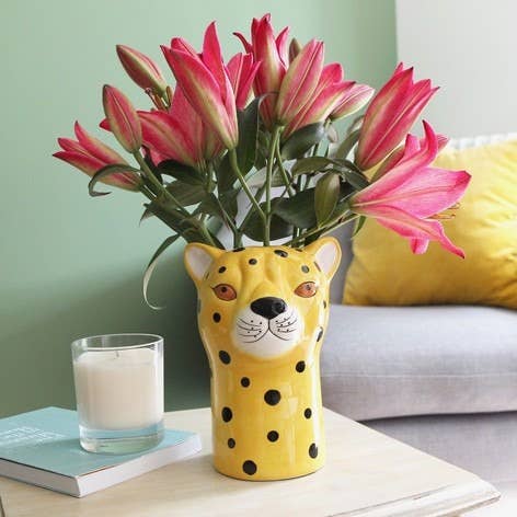 Ceramic Leopard Head Vase