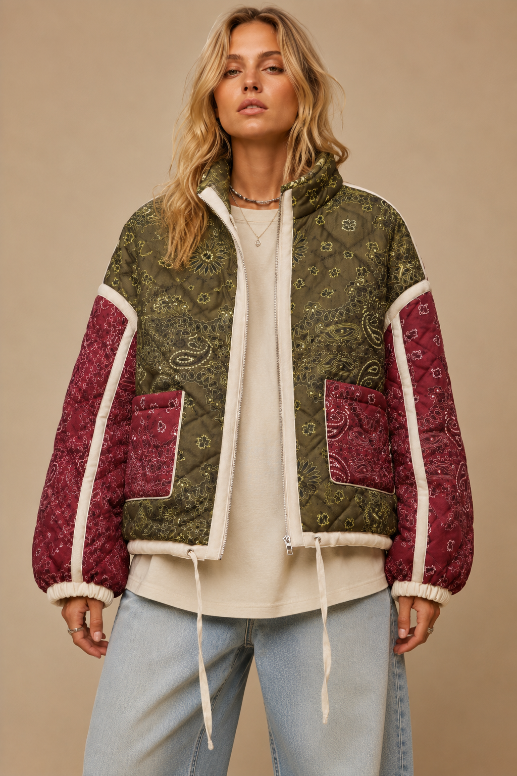 Patchwork Bandana Quilted Jacket