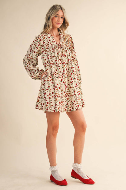 Floral Corduroy Mini Dress