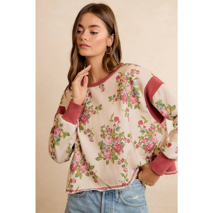 Floral Brushed Terry Open Back Top