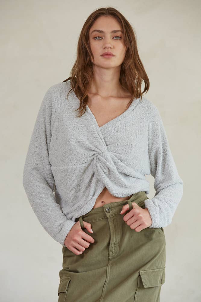 Front Twist Detail Long Sleeve Pullover Reversible