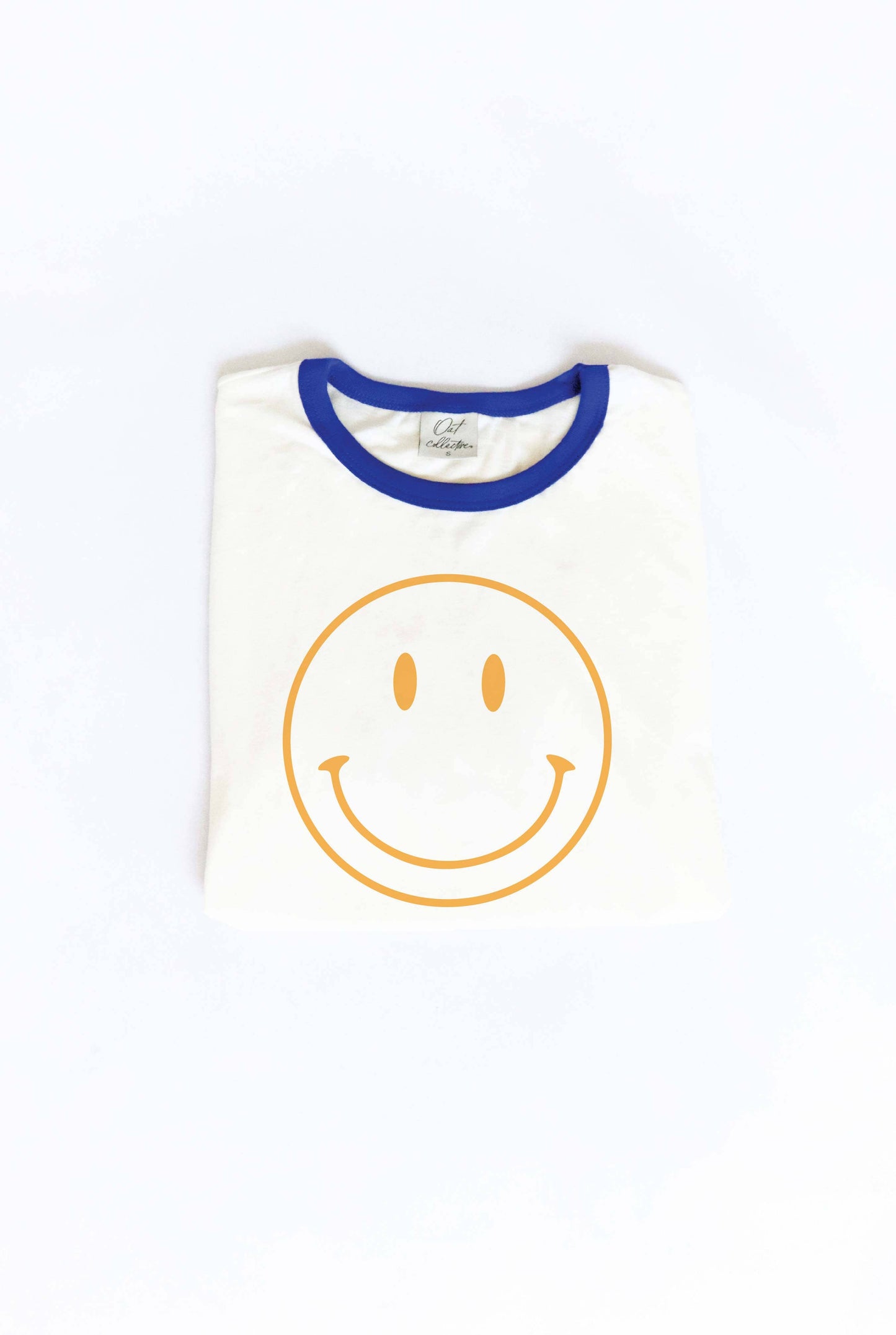 Smiley Face Ringer Graphic T-Shirt