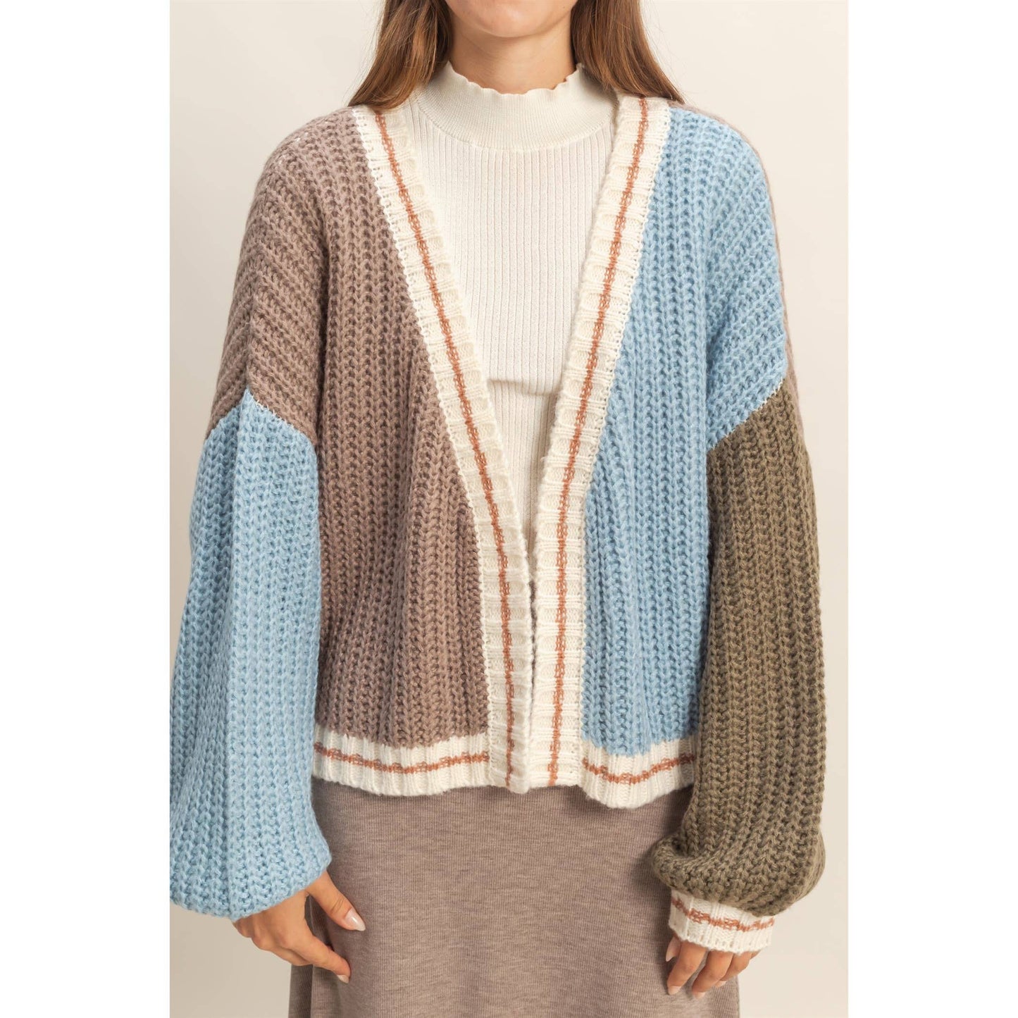 Oversized Jersey Block Cardigan