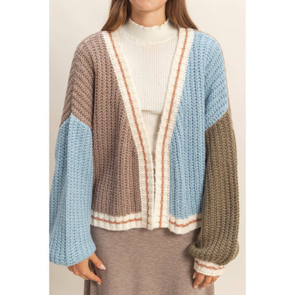 Oversized Jersey Block Cardigan