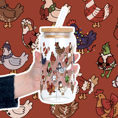 Festive Flock Christmas Can Cup with Lid & Straw