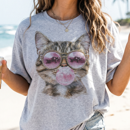 Kitten Bubblegum and Sunglasses Graphic Tee