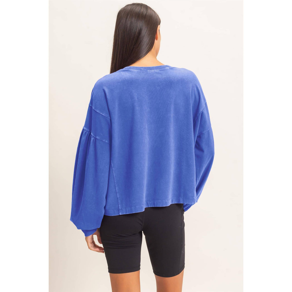 Mineral Wash Puff Long Sleeve Boxy Top