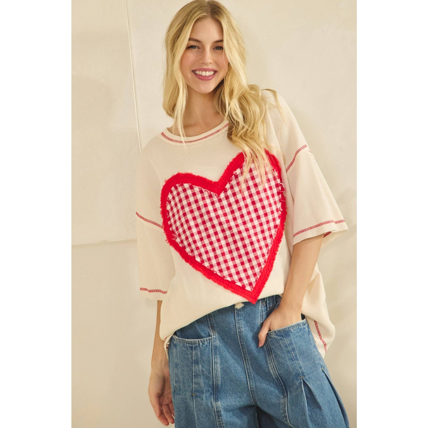 Sweetheart Gingham Waffle Tee