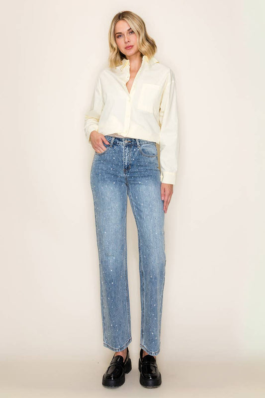 High Rise Bling Straight Jeans