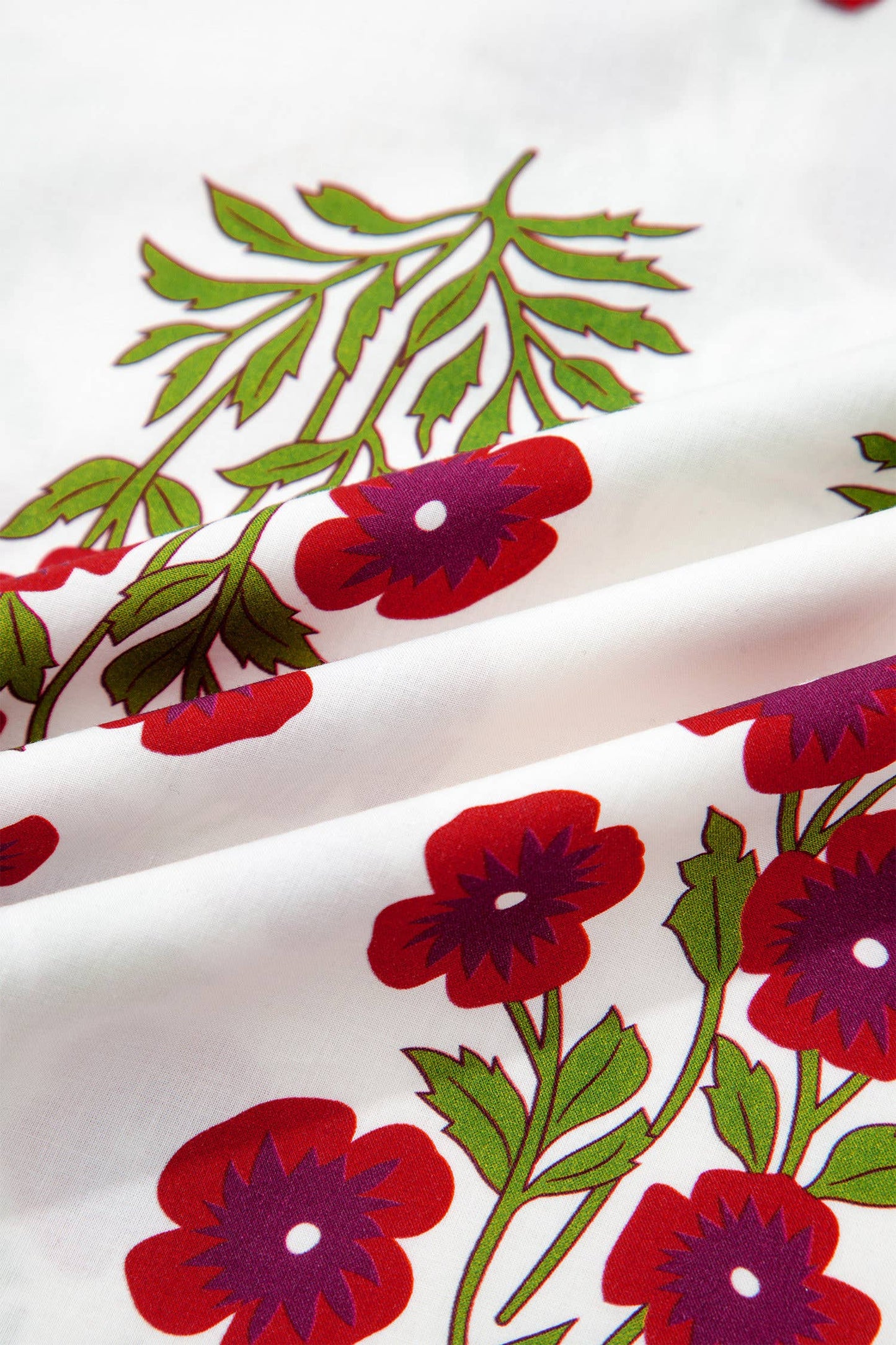 Floral Short Bubble Sleeve Contrast Top