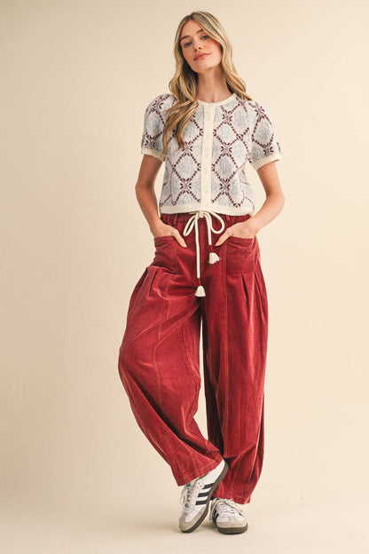 Washed Corduroy Barrel Pants