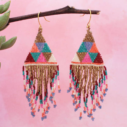 Luxury Fringe Woven Triangles Beaded Earrings