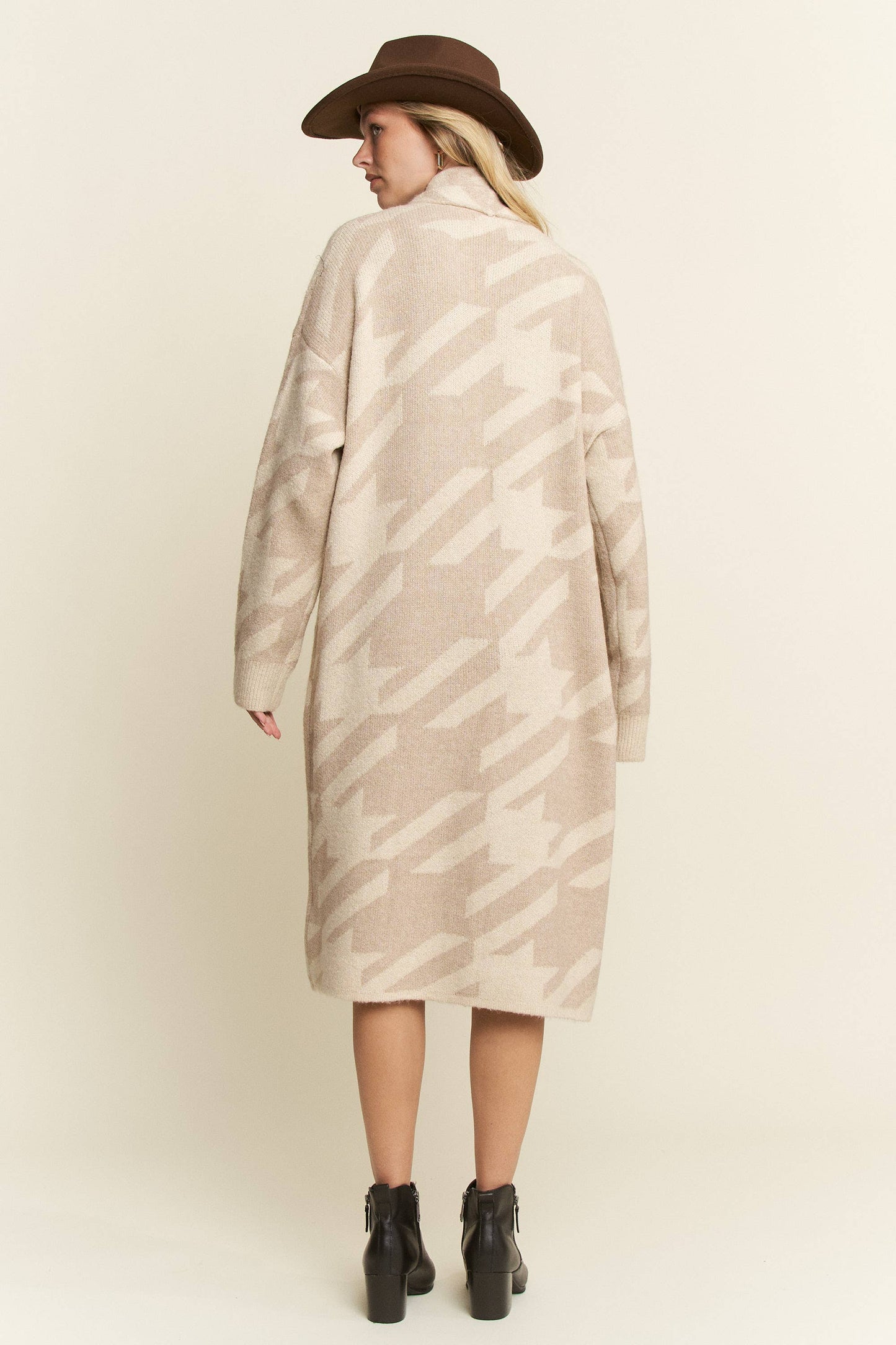 Houndstooth Print Cardigan