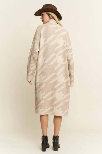 Houndstooth Print Cardigan