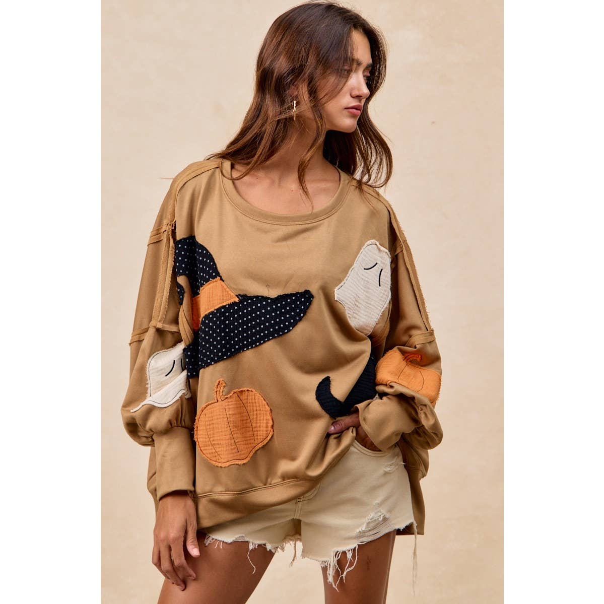 Halloween Theme Patchwork Sweatshirt