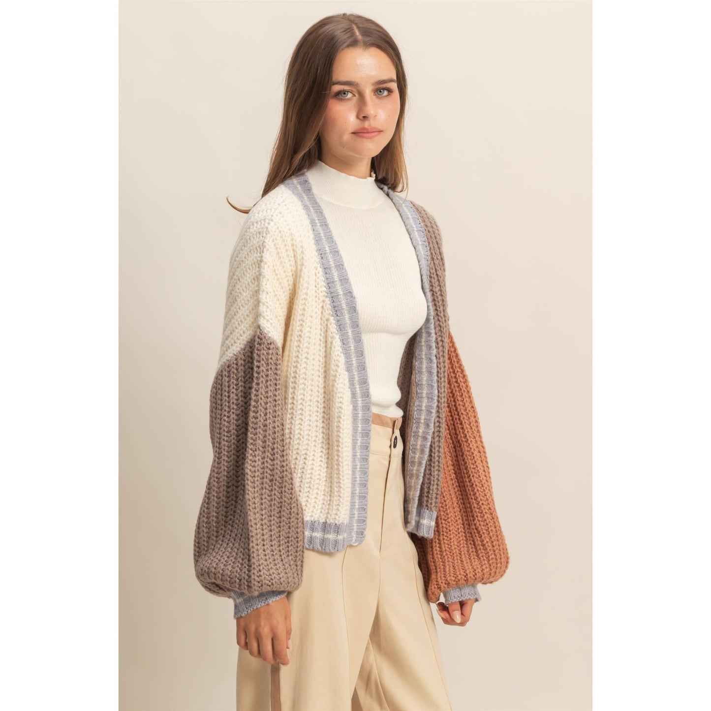 Oversized Jersey Block Cardigan