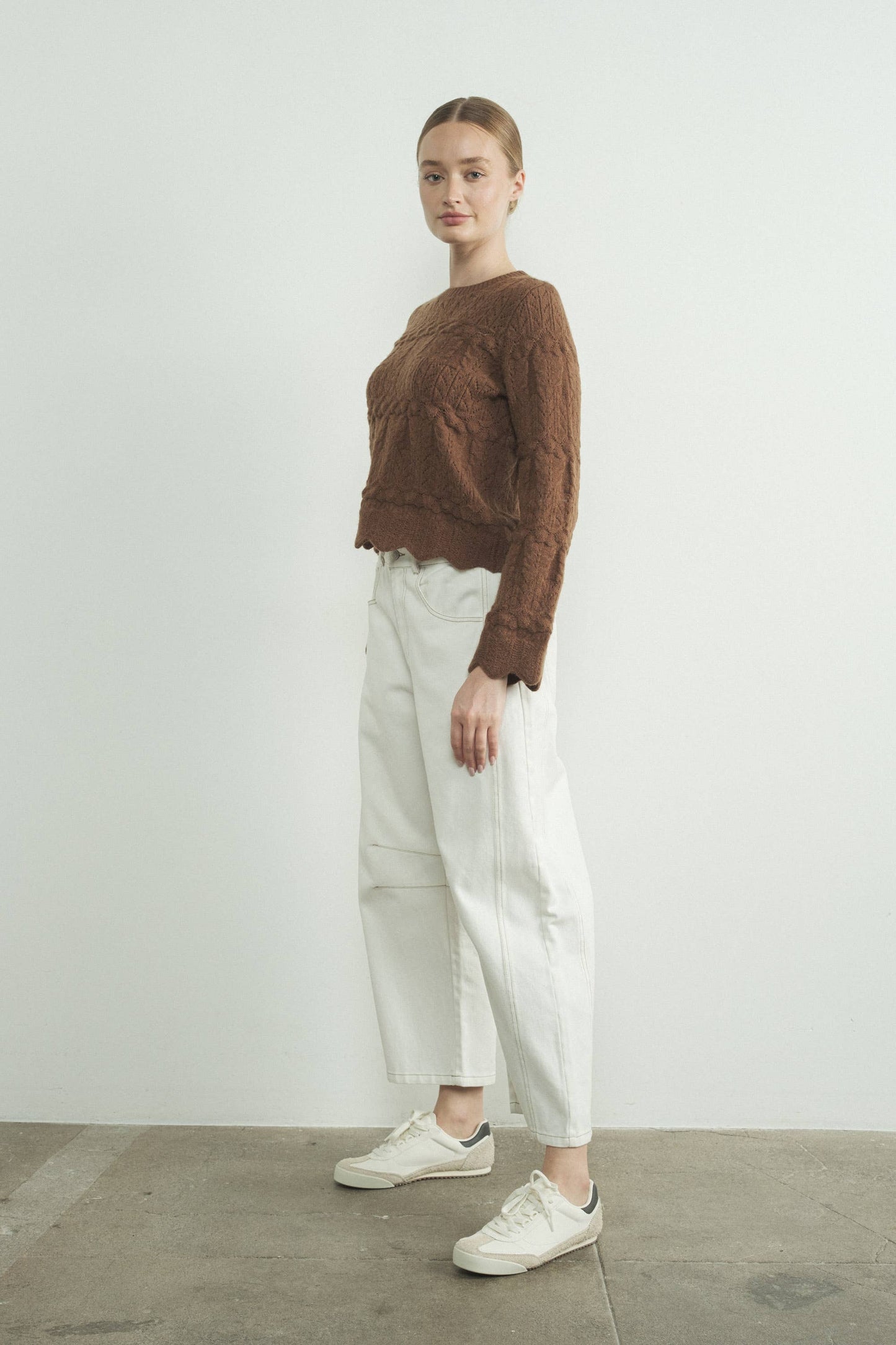 Scallop Edge Open Sweater