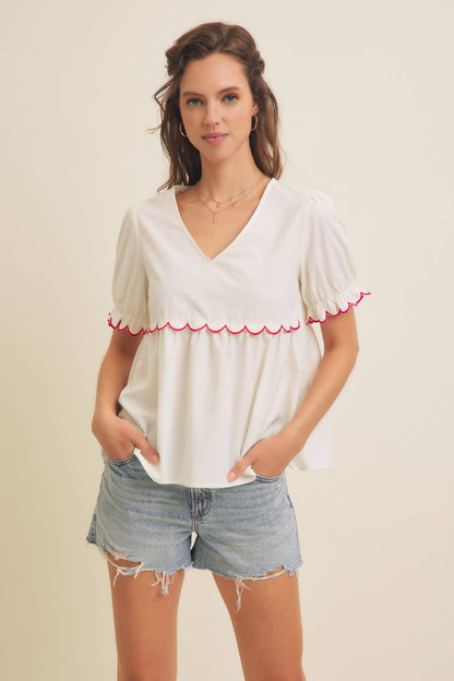 Contrast Scallop Top