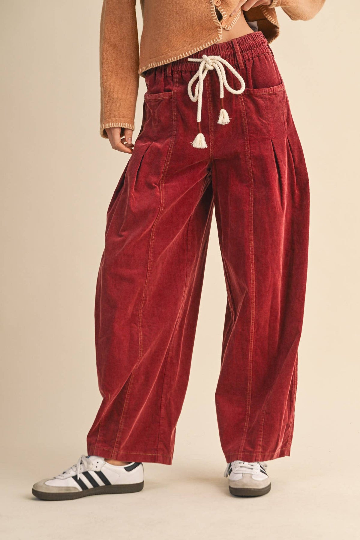 Washed Corduroy Barrel Pants