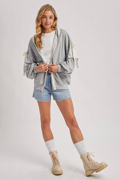 Lace Trimmed Zip Up