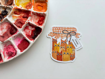 Orange Marmalade Cat Funny Fruit Vinyl Sticker