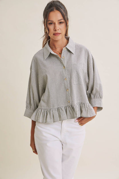 Morning Oat Micro Check Button-Down