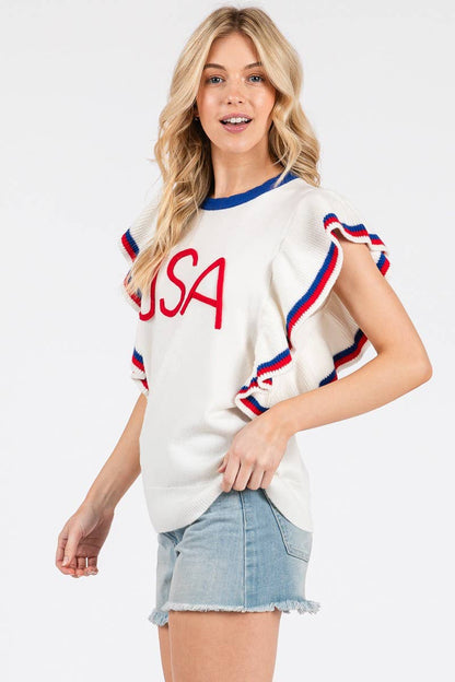 Ruffle Sleeve Americana Top