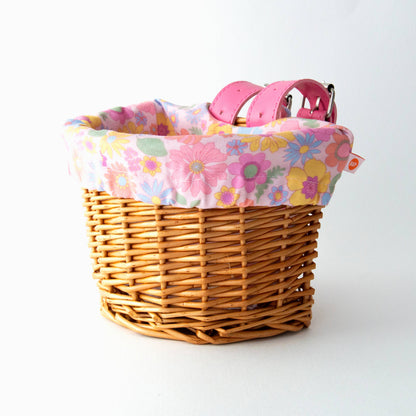 Kids Wicker Basket with Pretty Retro Flower Liner