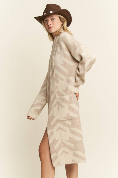 Houndstooth Print Cardigan