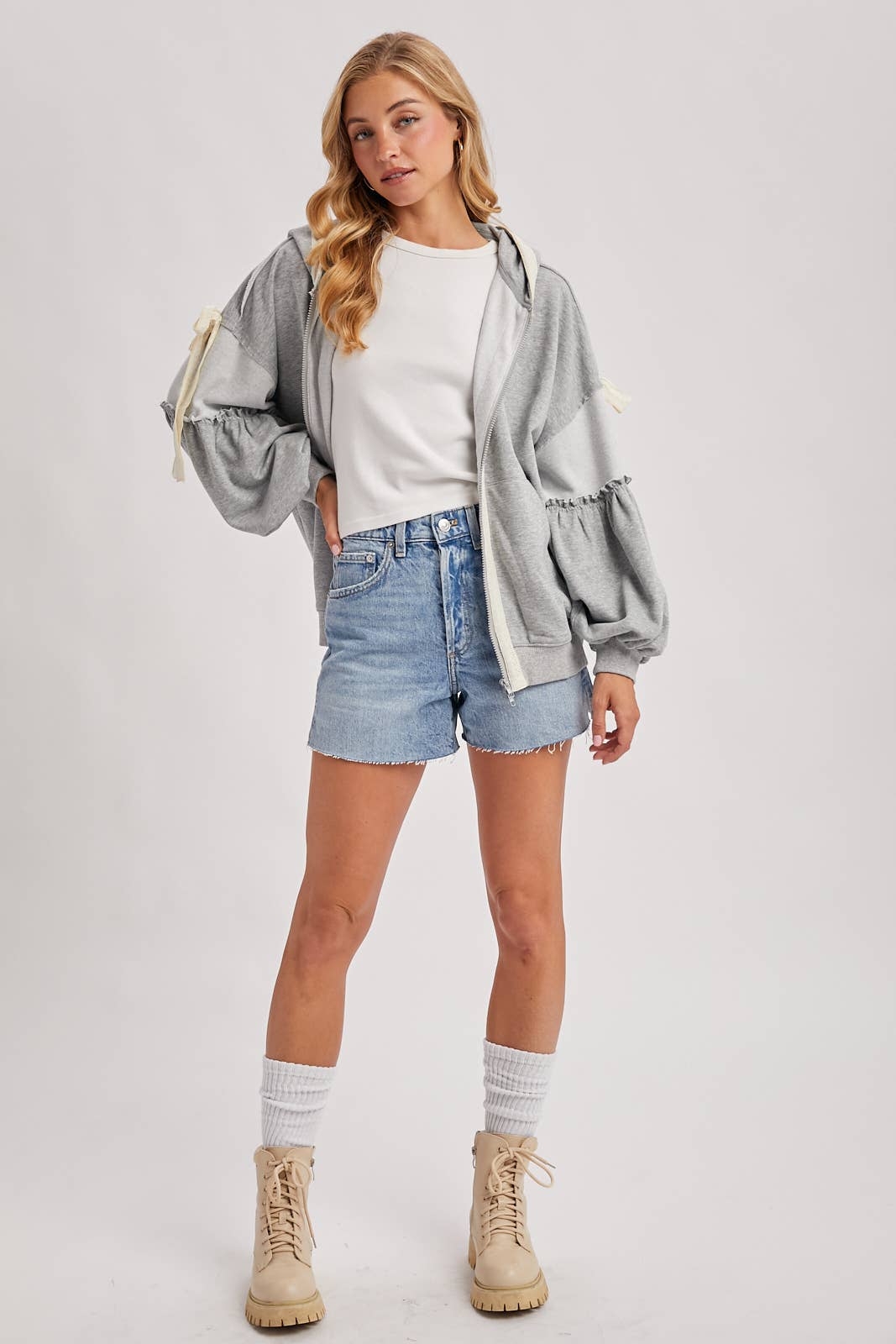 Lace Trimmed Zip Up